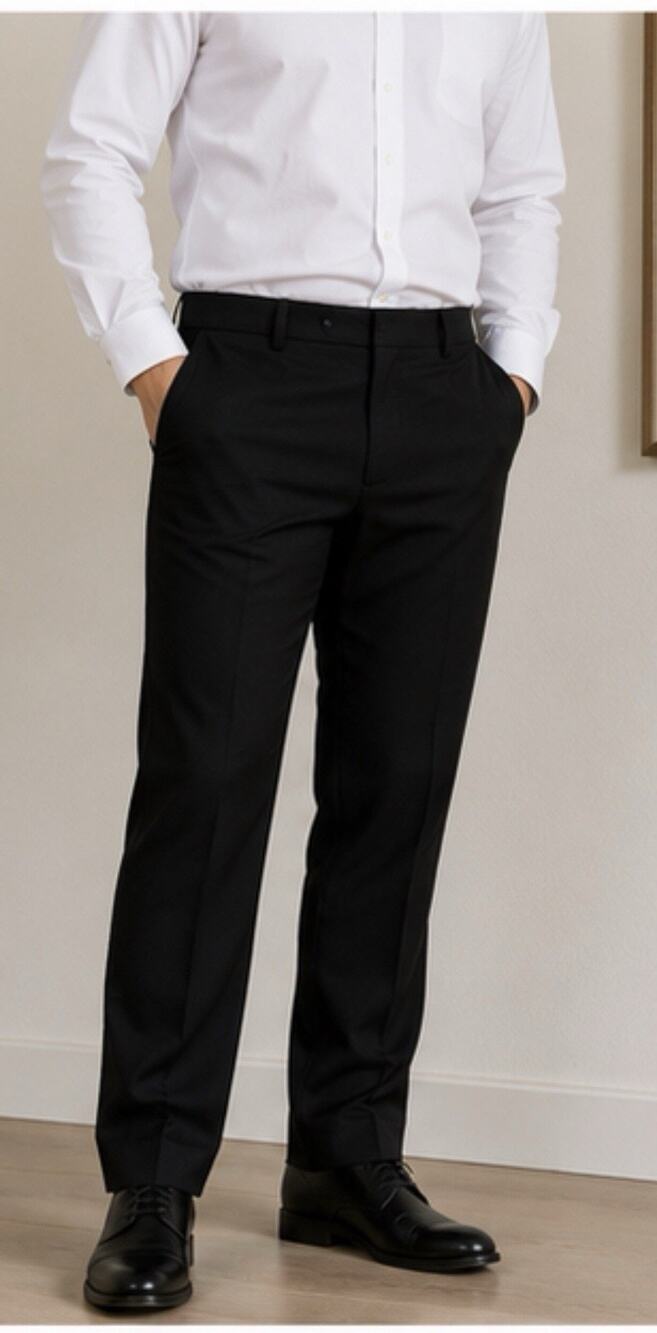 Stylus Mens Black Dress Pants 30x32 Straight Leg Flat Front Career Casual